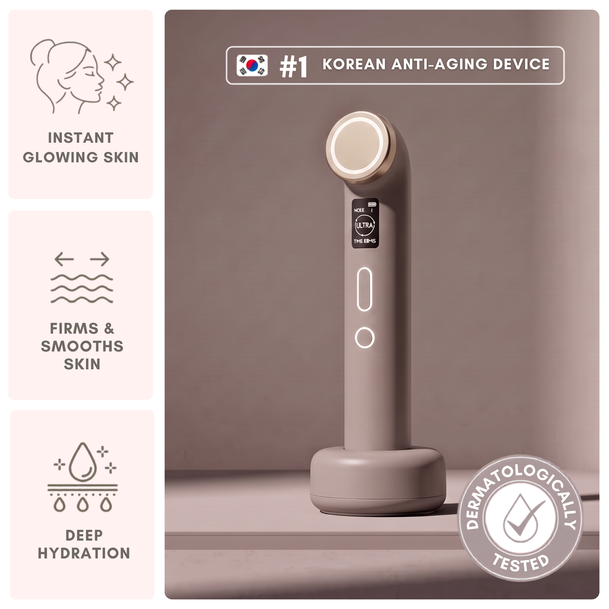 The Glow Signature Dual-Frequency Ultrasound Skincare Device